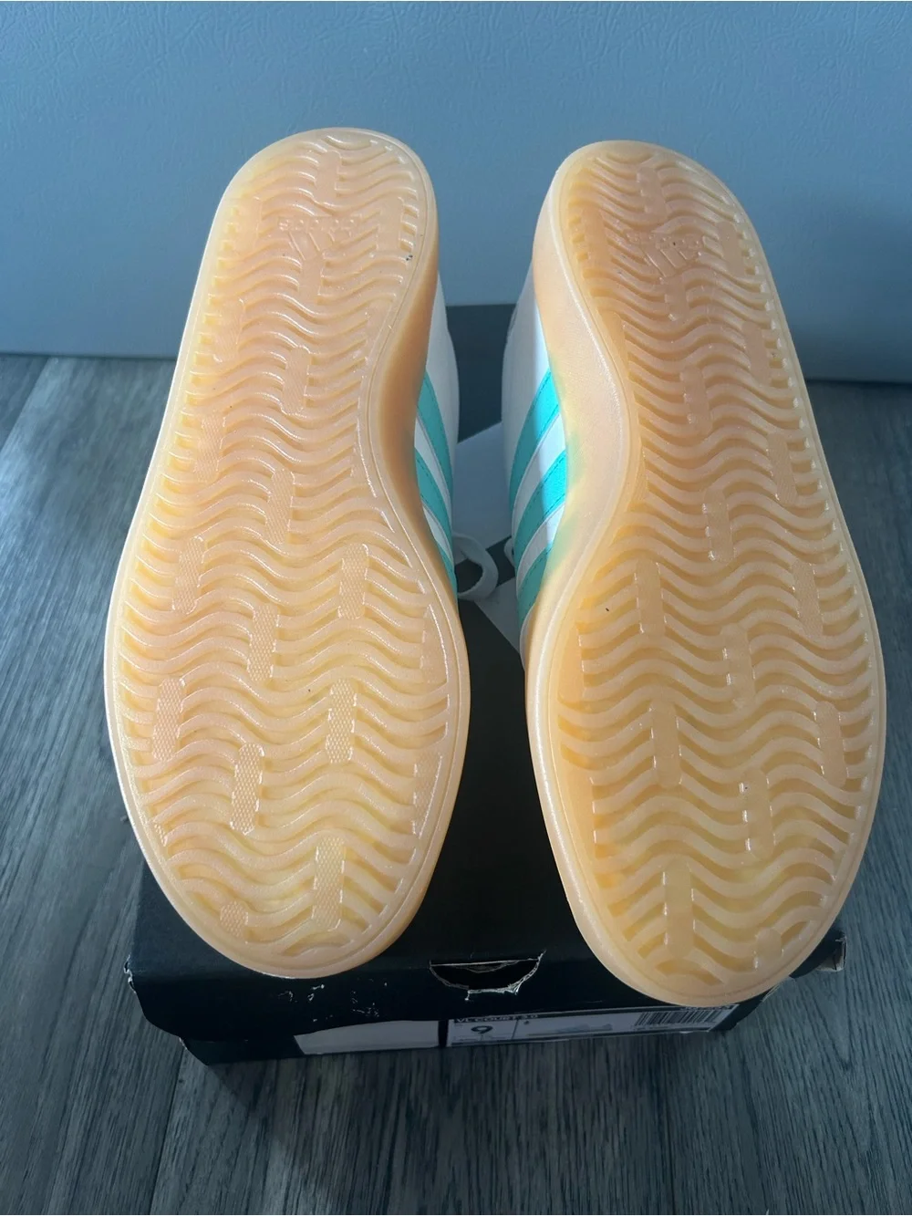 Adidas Women’s White & Aqua Low-Top Sneakers with Gum Sole